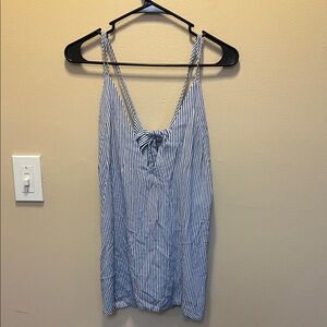 Striped Blue and White Sleeveless Top with tie back
